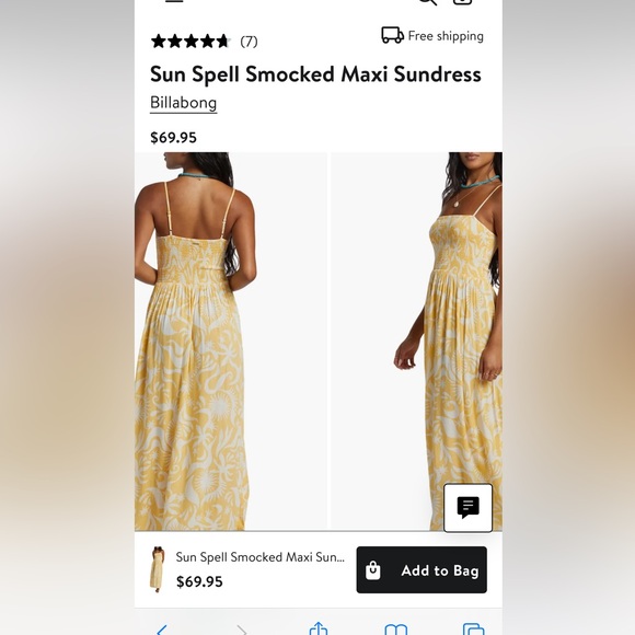 Billabong Yellow maxi dress - Picture 2 of 2